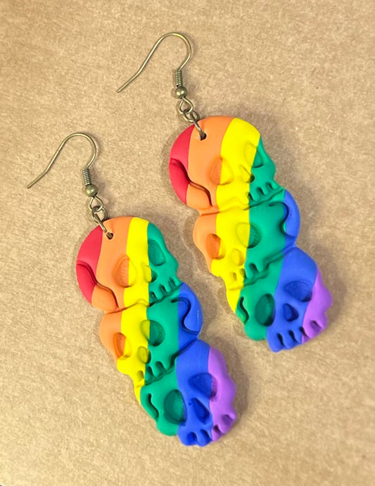 Rainbow Skull Earrings